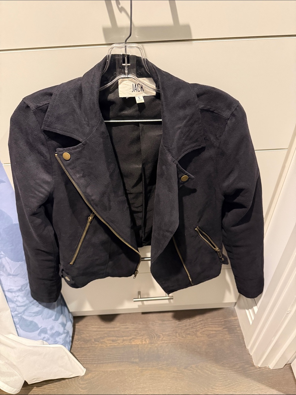 Jack Black Cropped Moto Jacket with Brass Hardware